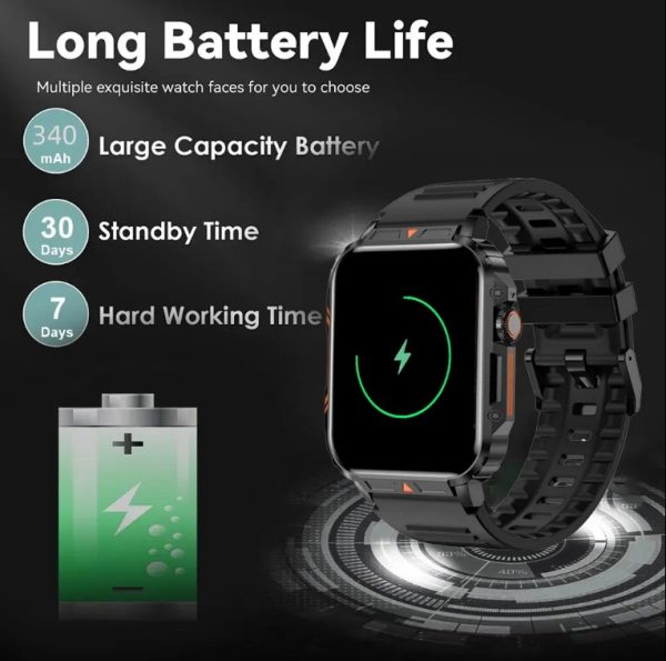 L81 Outdoor Sports Square Smartwatch Answer Call Big Battery Fitness Tracker Waterproof Smartwatch Men For IOS Android - Image 3