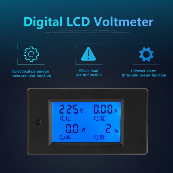 PEACEFAIR PZEM-021 LCD Display Digital AC Voltage Current Power Energy Meter 20A AC80-260V - Image 6