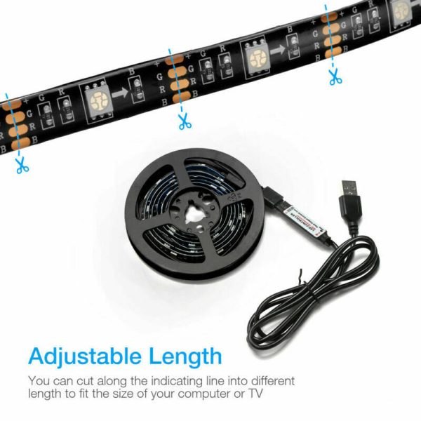 4x50CM USB 5V RGB LED Strip  Background Light  Remote Kit For TV Computer Lamp - Image 2