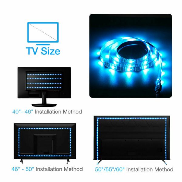 4x50CM USB 5V RGB LED Strip  Background Light  Remote Kit For TV Computer Lamp - Image 7