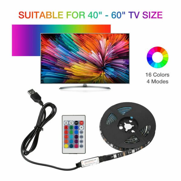 4x50CM USB 5V RGB LED Strip  Background Light  Remote Kit For TV Computer Lamp - Image 5