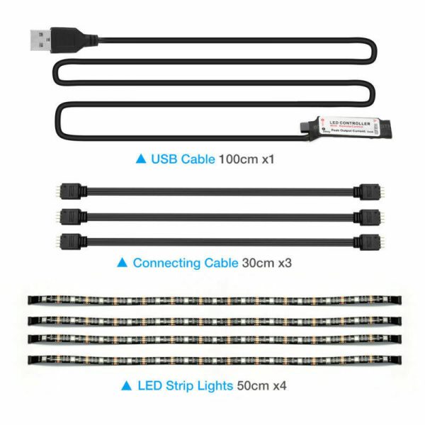 4x50CM USB 5V RGB LED Strip  Background Light  Remote Kit For TV Computer Lamp - Image 9