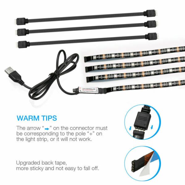 4x50CM USB 5V RGB LED Strip  Background Light  Remote Kit For TV Computer Lamp - Image 8