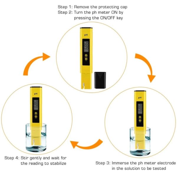 PH Meter 0.01 PH Battery Powder High Precision Water Quality EC Tester 0-14 PH Measurement Range For Aquarium Swimming Pool Digital Electric PH Meter LCD Tester Pocket Hydroponics Aquarium Water Test - Image 5