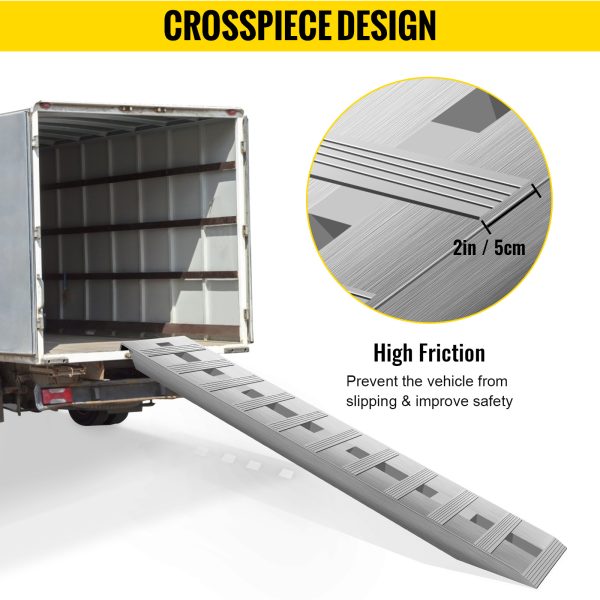 VEVOR 60'X 12 X 2.5inch Aluminum Trailer Ramps 6000LBS Total Beavertail Hook End 1 Pair 2 Ramps - Image 9