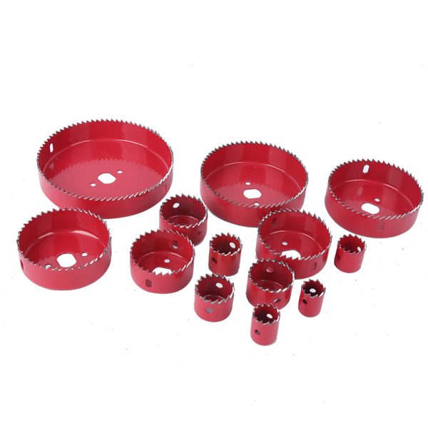 16Pcs Hole Saw Set Kit Red Steel Woodworking Tool for Wood PVC Pipe Plastic Board - Image 2