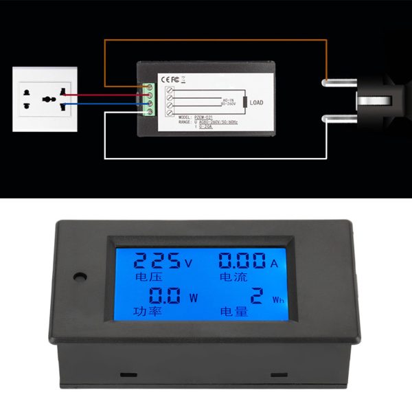 PEACEFAIR PZEM-021 LCD Display Digital AC Voltage Current Power Energy Meter 20A AC80-260V - Image 8