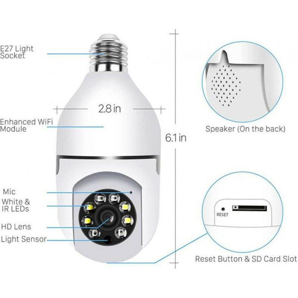 IR E27 Light Bulb Camera 1080P HD Wireless Wifi Smart Home Security Camera - Image 10