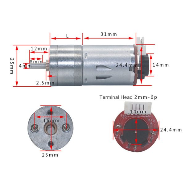 DIY Encoder Gear Motor with Mounting Bracket 65mm Wheel Kit for Smart Car Robot DC12V(200RPM) - Image 2