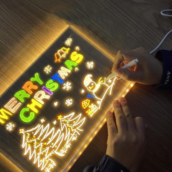 Creative Rewritable Message Board, Glowing Acrylic Message Marker Board, LED Note Board With Colors, Acrylic Dry Erase Drawing Board, Note Glass Led Board White Board - Image 3