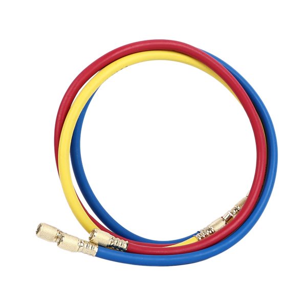 AC Charging Hose Tube HVAC Air Condition Refrigerant Manifold Set for R22 Refrigeration Tri Color 0.9meter