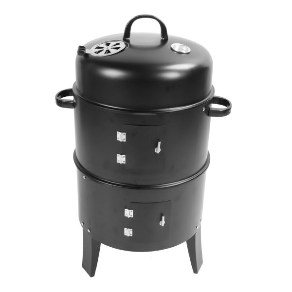 Vertical Charcoal Smoker 3 in 1 3 Layer Grill Barbecue Smoker BBQ Grill with Thermometer for Cooking - Image 2