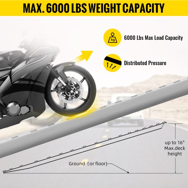 VEVOR 60'X 12 X 2.5inch Aluminum Trailer Ramps 6000LBS Total Beavertail Hook End 1 Pair 2 Ramps - Image 2
