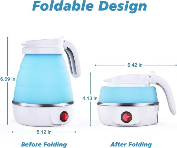 Foldable Electric Kettle, Camping Kettle, Mini Travel Kettle, Silicone Electric Water Boiler, Tea, Coffee Kettle, Collapsible Kettle With Separable Power Cord For Outdoor Hiking Camping, Blue - Image 6