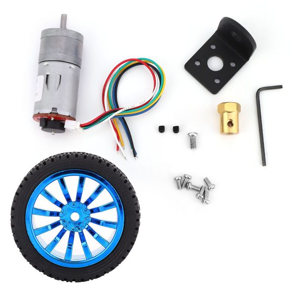 DIY Encoder Gear Motor with Mounting Bracket 65mm Wheel Kit for Smart Car Robot DC12V(200RPM)