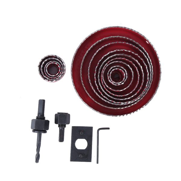 16Pcs Hole Saw Set Kit Red Steel Woodworking Tool for Wood PVC Pipe Plastic Board - Image 4