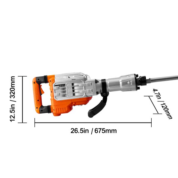 VEVOR Demolition Jack Hammer Concrete Breaker 3500W Electric Hammer 2 Chisel Bits - Image 5