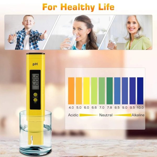 PH Meter 0.01 PH Battery Powder High Precision Water Quality EC Tester 0-14 PH Measurement Range For Aquarium Swimming Pool Digital Electric PH Meter LCD Tester Pocket Hydroponics Aquarium Water Test - Image 4