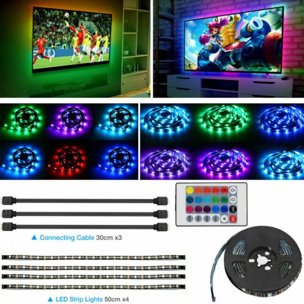 4x50CM USB 5V RGB LED Strip  Background Light  Remote Kit For TV Computer Lamp - Image 6