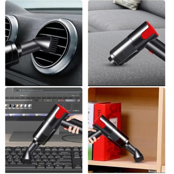 Wired Red And Silver Car Vacuum Cleaner  Home Handheld Mini Desktop Vacuum Cleaner Portable - Image 2