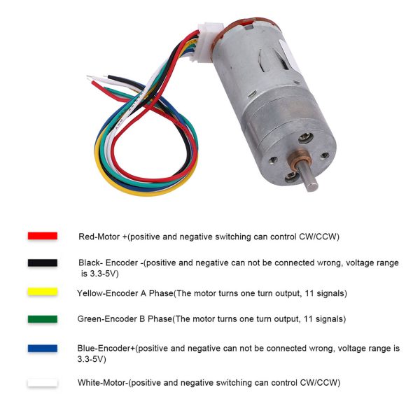 DIY Encoder Gear Motor with Mounting Bracket 65mm Wheel Kit for Smart Car Robot DC12V(200RPM) - Image 6