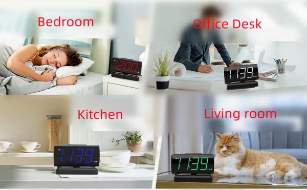 Alarm Clock Large Digital Rotating Base, 2-level Brightness Digital Clock Bedroom, Bedside Alarm Clock, Format Socket Power Supply - Image 2