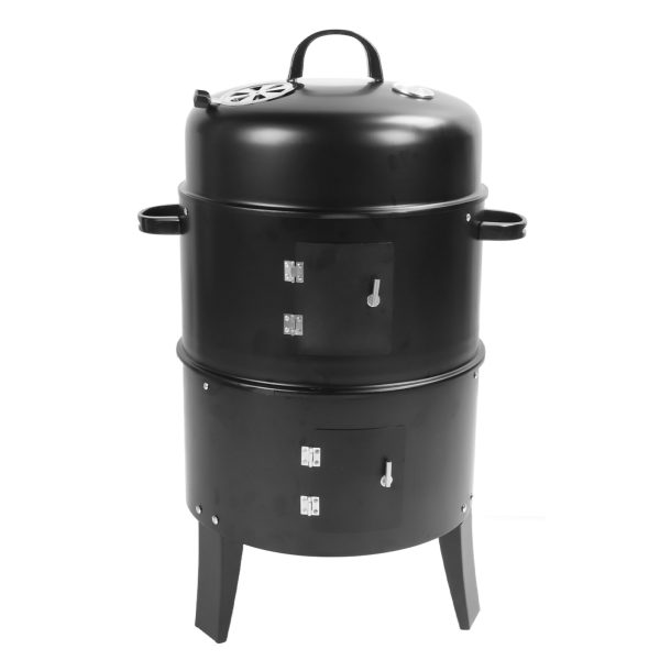 Vertical Charcoal Smoker 3 in 1 3 Layer Grill Barbecue Smoker BBQ Grill with Thermometer for Cooking - Image 10