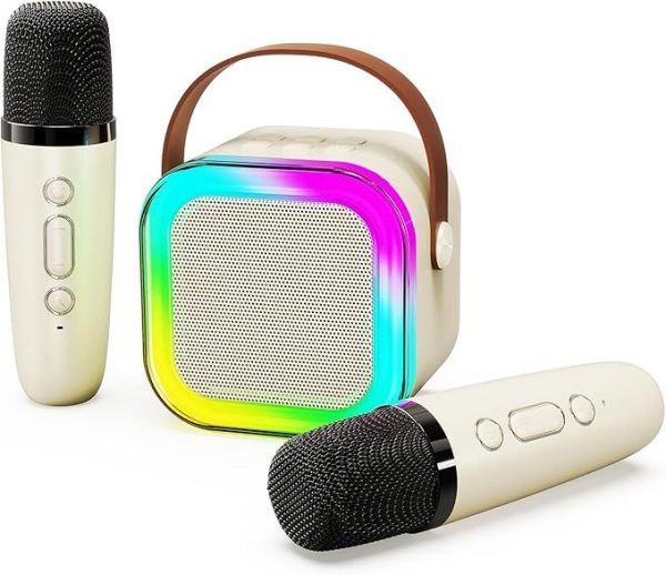 Portable Mini Wireless Speaker With 2 Wireless Microphones, Rechargeable RGB Light Speaker Set, HiFi Sound Home Karaoke Speaker Set ForHome Party Birthday