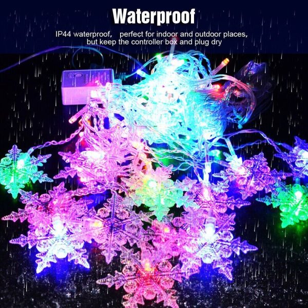 Christmas 96 LED Curtain Window Snowflake String Fairy Lights Waterproof Decor - Image 2