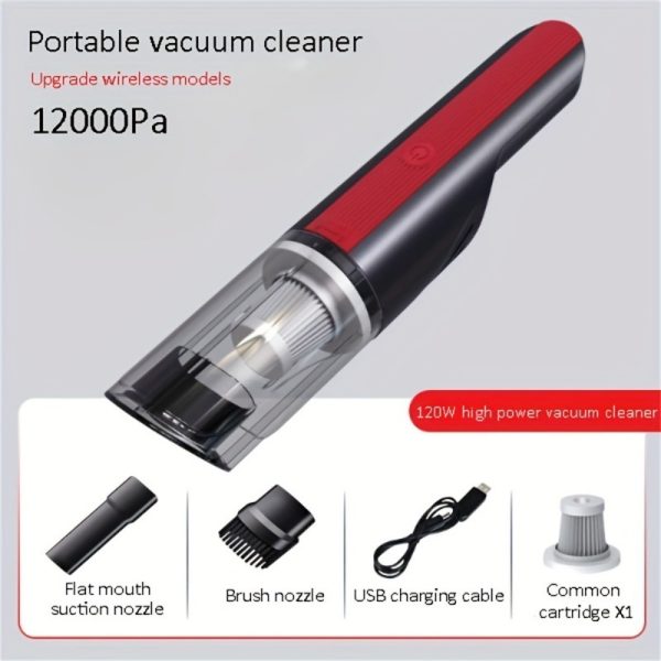 Wireless Red Car Vacuum Cleaner Wireless Car With Strong Suction Handheld Vacuum Cleaner Small Mini Rechargeable Home Vacuum Cleaner - Image 2