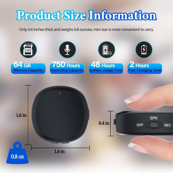 Mini Voice Recorder With Built-in Speaker And Built-in Magnet - Image 4