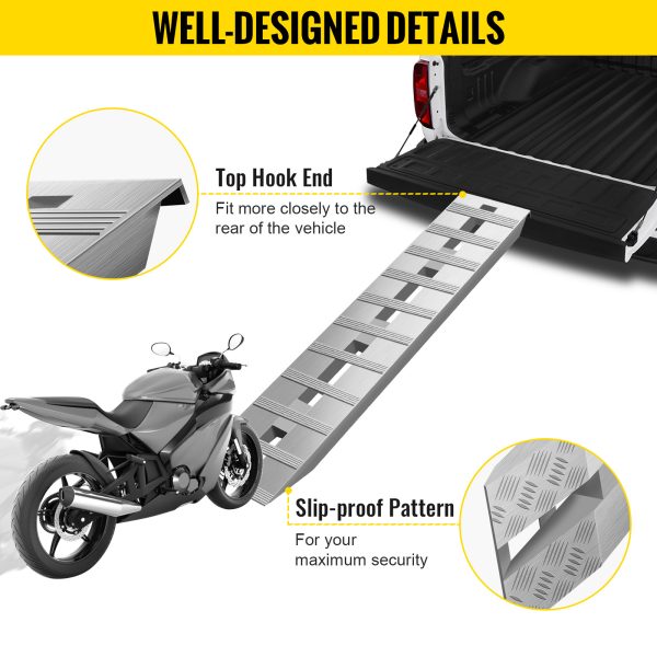 VEVOR 60'X 12 X 2.5inch Aluminum Trailer Ramps 6000LBS Total Beavertail Hook End 1 Pair 2 Ramps - Image 5