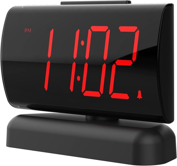 Alarm Clock Large Digital Rotating Base, 2-level Brightness Digital Clock Bedroom, Bedside Alarm Clock, Format Socket Power Supply - Image 5