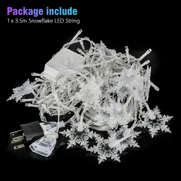 Christmas 96 LED Curtain Window Snowflake String Fairy Lights Waterproof Decor - Image 7