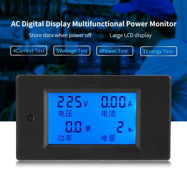 PEACEFAIR PZEM-021 LCD Display Digital AC Voltage Current Power Energy Meter 20A AC80-260V - Image 9