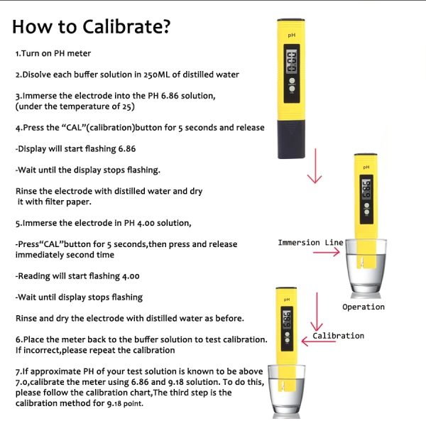 PH Meter 0.01 PH Battery Powder High Precision Water Quality EC Tester 0-14 PH Measurement Range For Aquarium Swimming Pool Digital Electric PH Meter LCD Tester Pocket Hydroponics Aquarium Water Test - Image 6